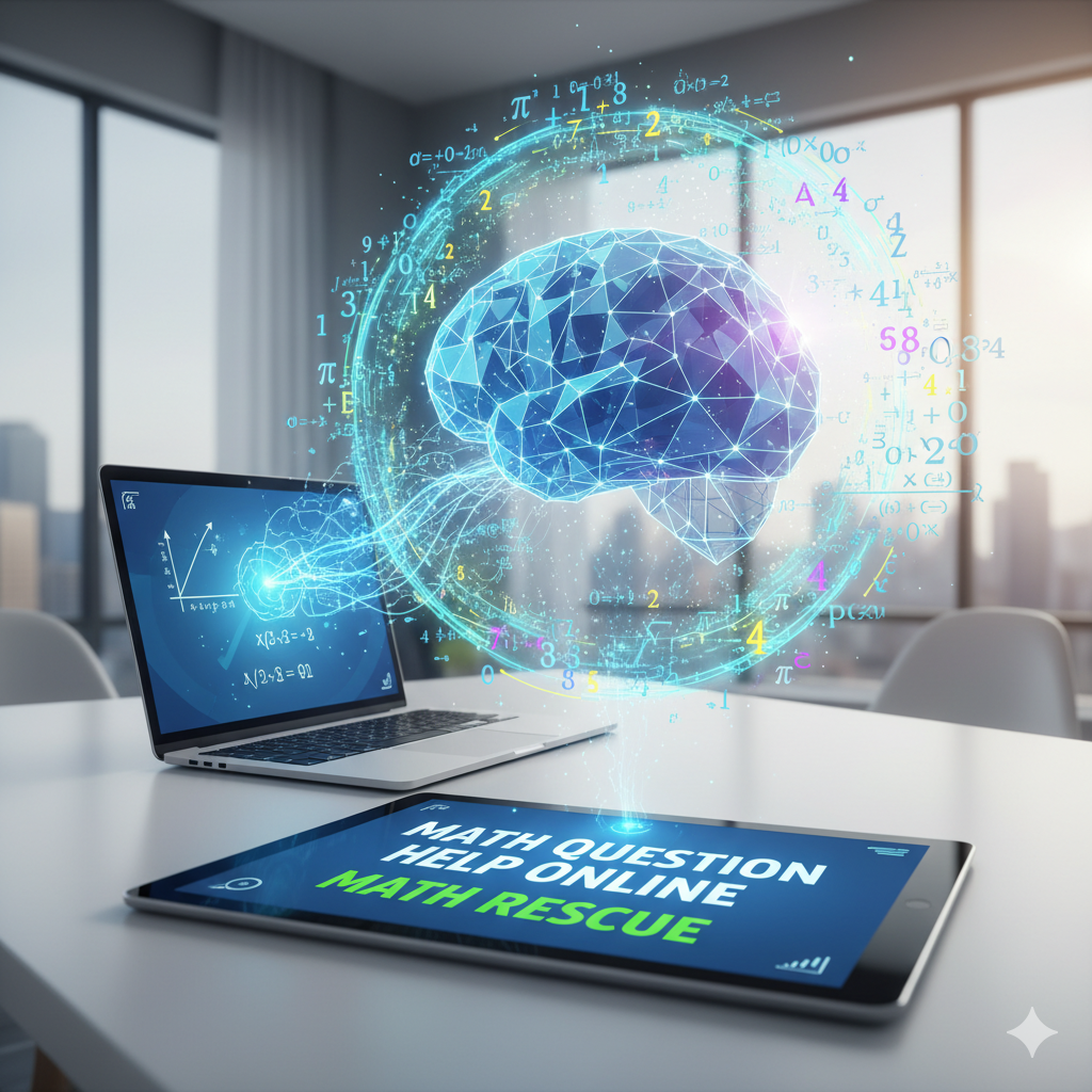 Student receiving math question help online during a live tutoring session with Math Rescue